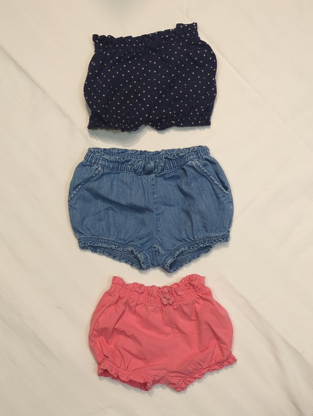 GAP 3-Pack Baby Bloomers - Navy Polka Dot, Chambray Blue & Coral